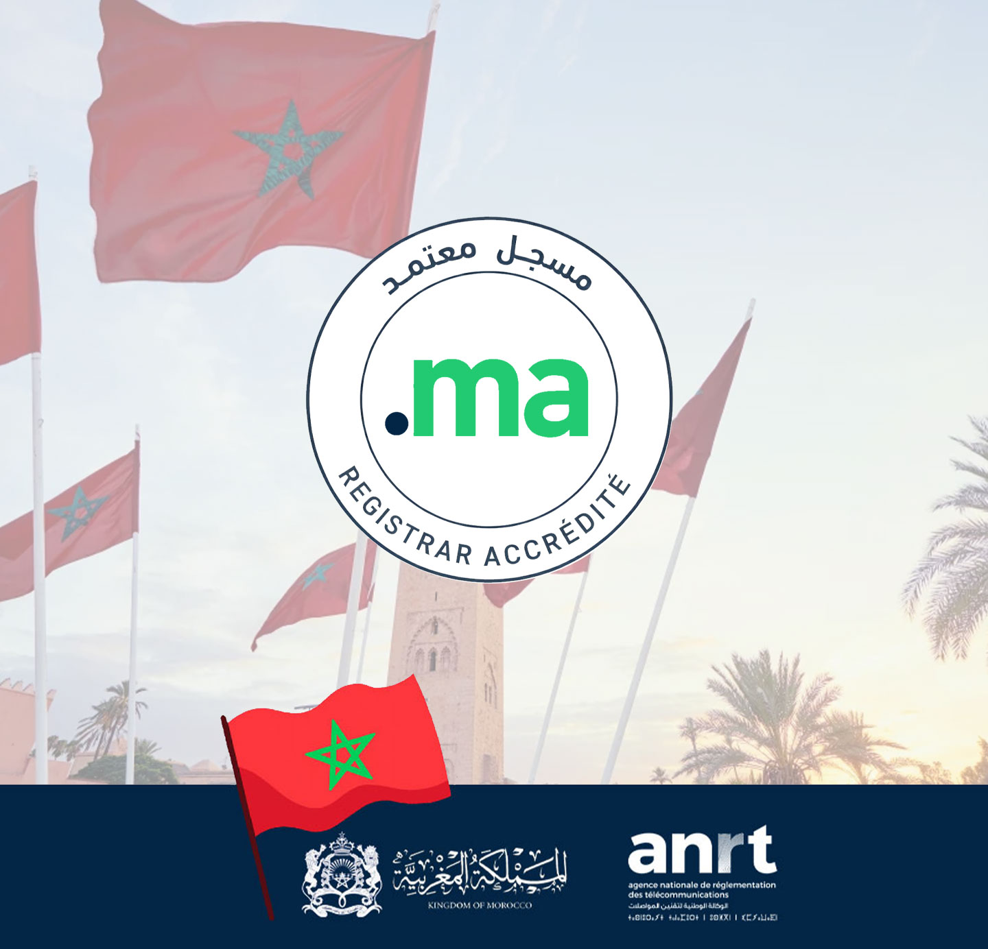 WHOIS Morocco Service - .MA logo and Moroccan flag with ANRT